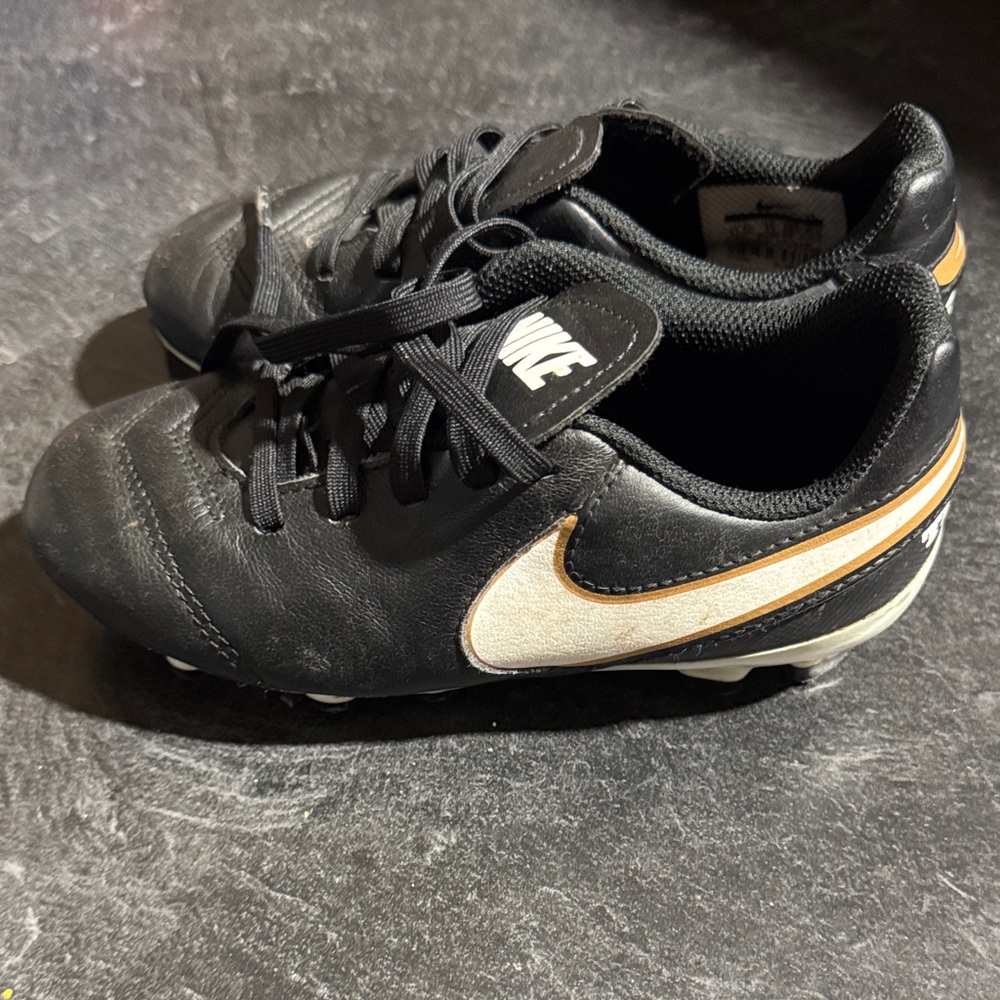 Nike Kids Black and White Tiempo Soccer Sneakers